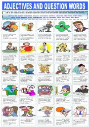 English Worksheet: ADJECTIVES AND QUESTION WORDS