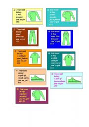 English Worksheet: Lets go shopping - activity cards and sample dialogue (2 pages)