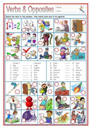 English Worksheet: Verbs & Opposites 1