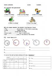 English Worksheet: simple present and present prograssive