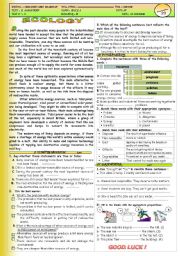 English Worksheet: Exam about Ecology