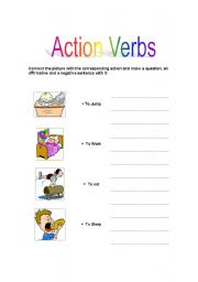 English Worksheet: Action Verbs