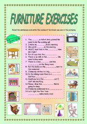 English Worksheet: Furniture exercises