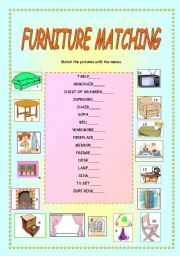 English Worksheet: Furniture matching