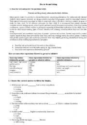 English Worksheet: Infinitive Gerund