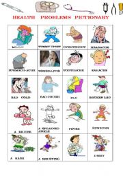 English Worksheet: Health problems pictionary