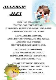 English Worksheet: Allergic Alex - Poem