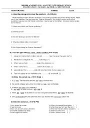 English Worksheet: exam for 7th grade