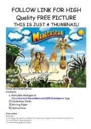 Madagascar PICTURE WORD MODEL Picture - vocabulary cards - writing template - instructions all included