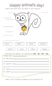 English worksheet: happy animals day