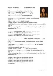 English Worksheet: Sweet About Me Gabriella Cilmi