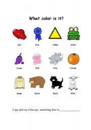 English Worksheet: Eye Spy With My Little Eye Color Practice