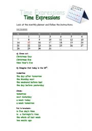 English Worksheet: Time expressions