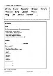 English Worksheet: Nationality+Occupation+Fantasy theme