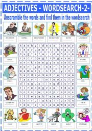 English Worksheet: ADJECTIVES - WORDSEARCH -2-