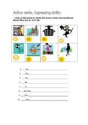 English Worksheet: action verbs 