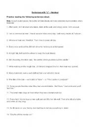 English worksheet: Sentences with 