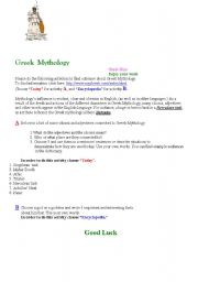 English worksheet: Greek Mythology