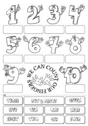 English Worksheet: Count the fingers (numbers 1-10)