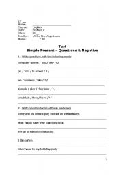 English Worksheet: Simple Present