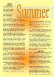 English Worksheet: Summer