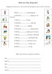English Worksheet: contractions - present simple