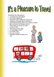 English worksheet: Its a pleasure to travel