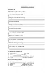 English Worksheet: Comparatives & Superlatives + Simple Past