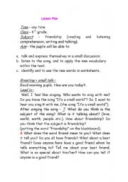 English worksheet: Friendship- a great subject consists of ws and listening