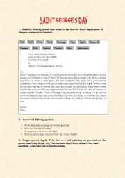 English worksheet: St Georges Day