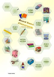 English Worksheet: Board Game - Classroom