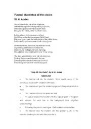 Funeral Blues / stop all the clocks  W.H. Auden- lesson plan