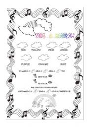 English Worksheet: Sing a Rainbow worksheet for 1st level