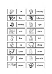 English Worksheet: Animal Dominoes