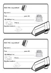 English Worksheet: introduction card