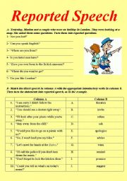 English Worksheet: REPORTED SPEECH