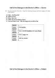 English worksheet: Half of the Dialogue in the Doctors Office