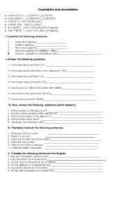 English Worksheet: How much and how many