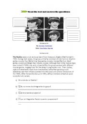 English worksheet: Beatles reading comprehension