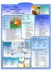 English Worksheet: The bedroom and the bathroom