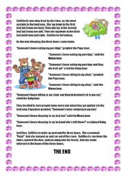 English Worksheet: GOLDILOCKS (Part 3)