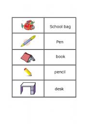 English worksheet: school things pairs
