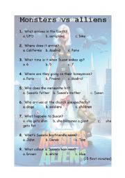 English Worksheet: MONSTERS VS ALLIENS FIRST PART