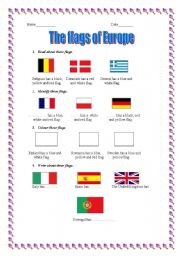 English Worksheet: Flags of Europe