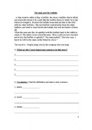 English worksheet: The Man and the Buffalo