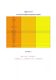 English worksheet: adjectives - comparatives and superlatives