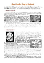 English Worksheet: Guy Fawkes Day in England