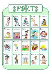 English Worksheet: Sports in alphabetical order 