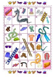 English Worksheet: clothes snakes and ladders