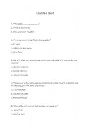 English worksheet: Quotes Quiz